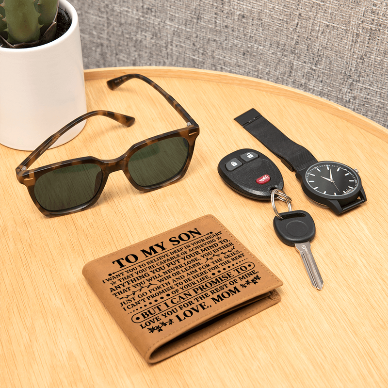To My Son Promise (Black) – Leather Wallet